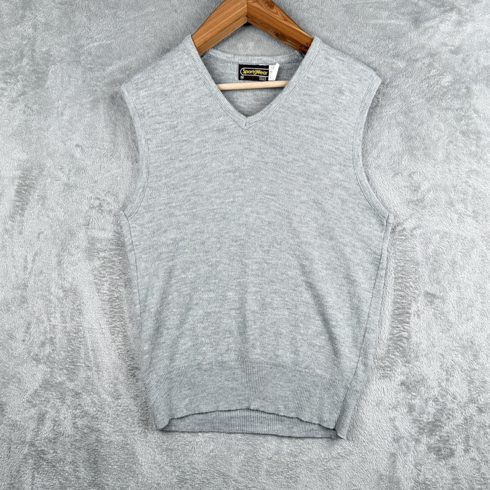 Vintage Sears Sportswear Sweater Vest Mens M Tall 80s V-Neck Gray Golf USA Made‎